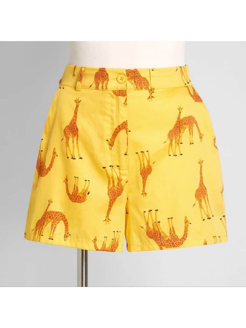 ModCloth Shorts High Rise Giraffe Print Yellow